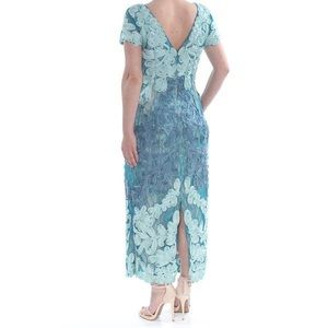 JS COLLECTION Womens Teal Embellished V-back Sz 14